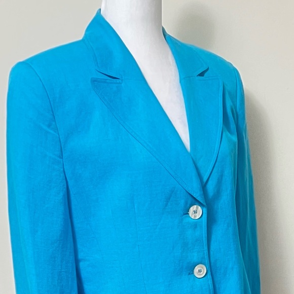 Giorgio Sant’ Angelo NEW Sky Blue Linen Rayon 3 Button Spring Blazer Jacket 10 - Picture 5 of 14